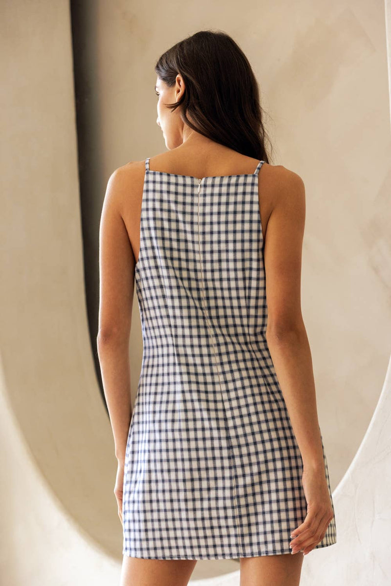 Gingham Mini Dress - Navy