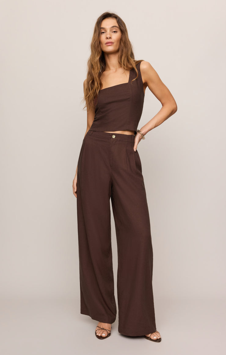 Z Supply • Magnolia Linen Pants - Chocolate Cherry