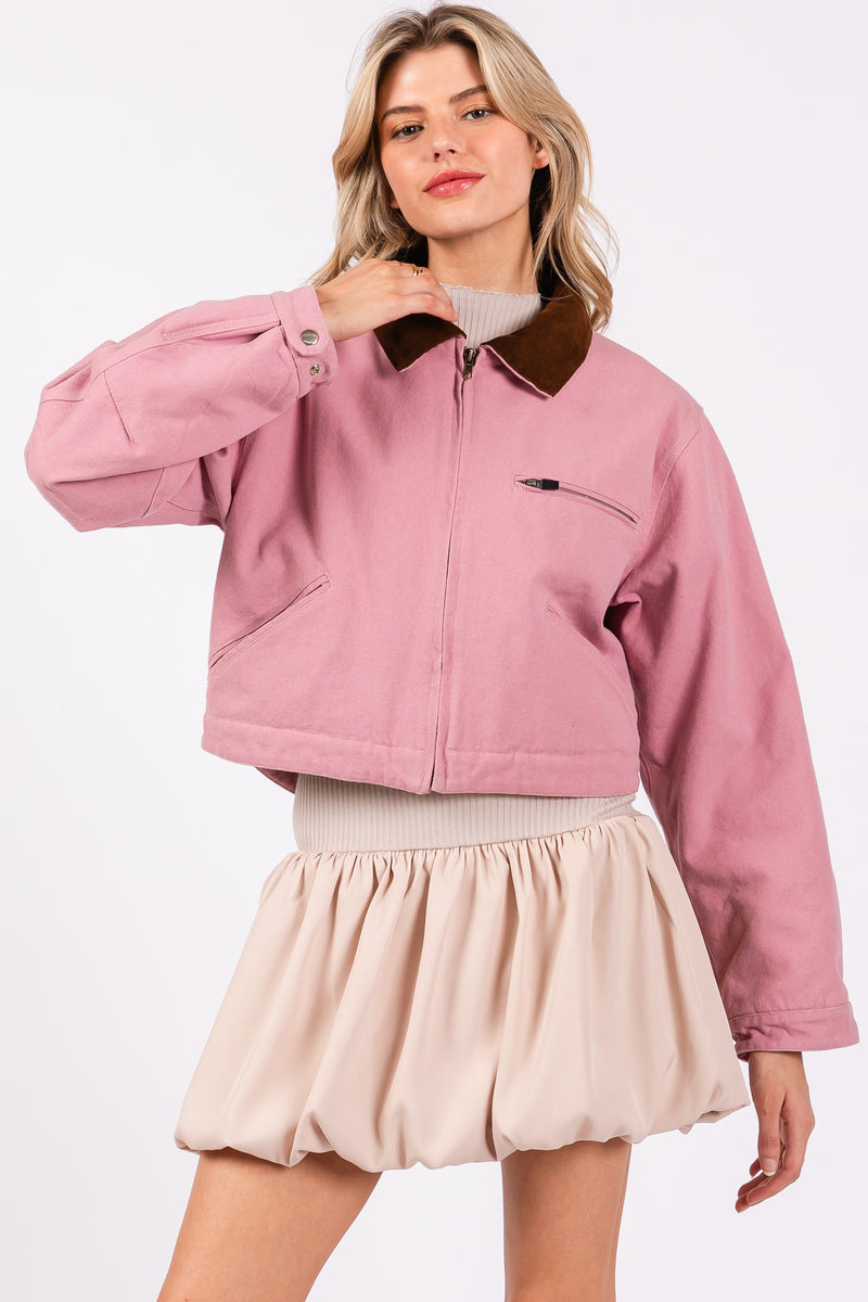 Color Work Jacket Mauve