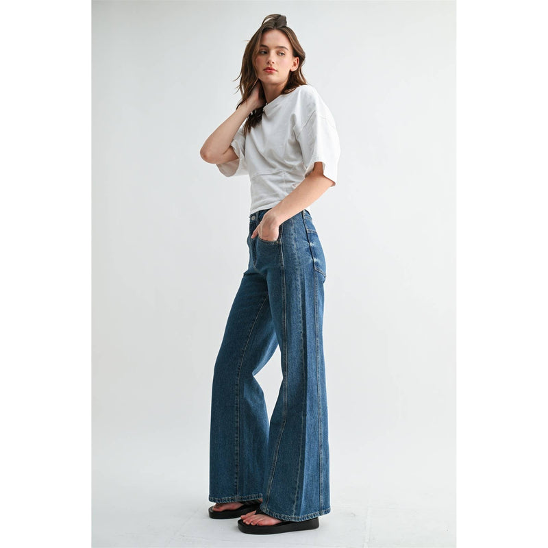Mica Denim • High-Rise Wide Leg Jeans - Chathams Sea