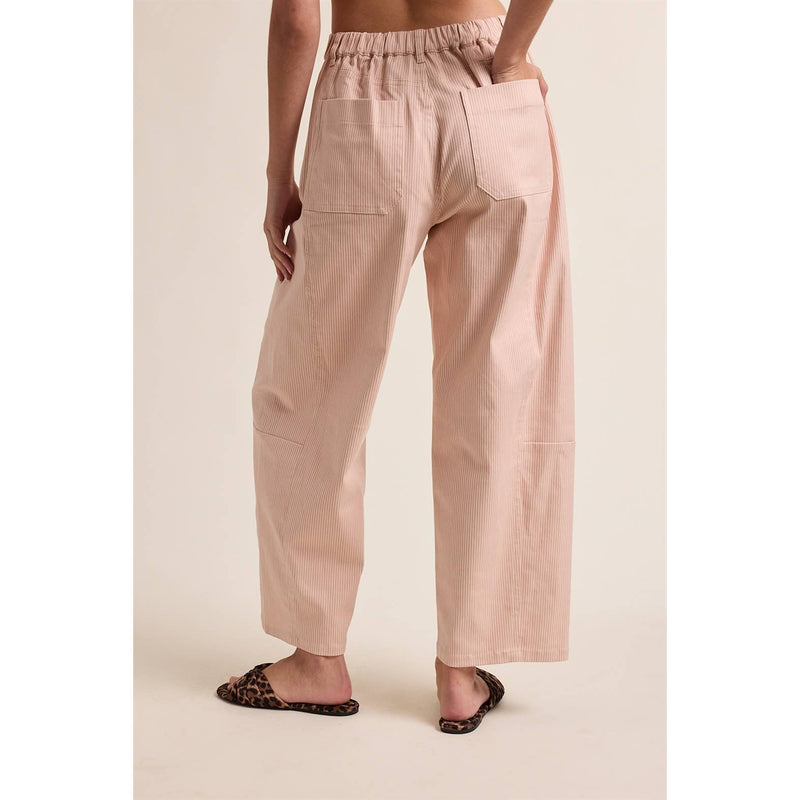 Striped Cotton Pants - Pink & Taupe