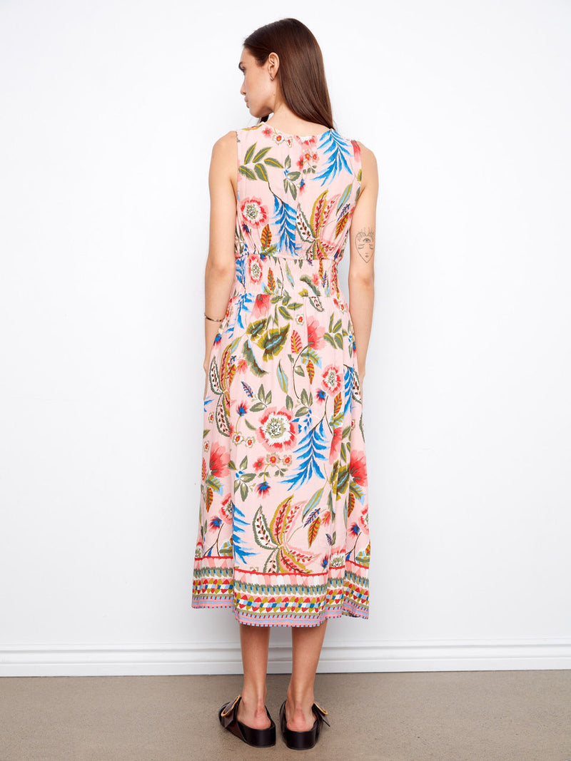 Smocked Viscose Dress - Gardenia