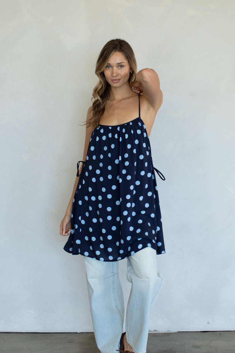 Polka Dot Mini Dress - Midnight