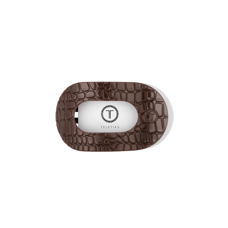 Teleties • Flat Round Hair Clip - Brown Crocodile (Small)