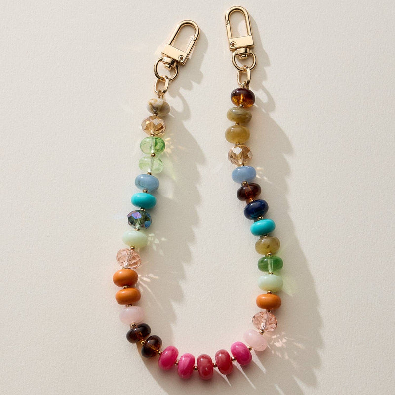 Mixed Bead Bag Keychain W/ Gold Clasps - Multi