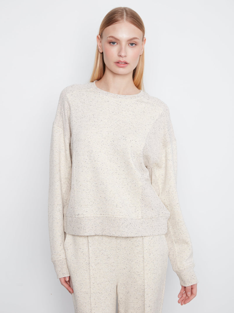 Charlie B • Crewneck Soft Scuba Top - Cookie & Cream