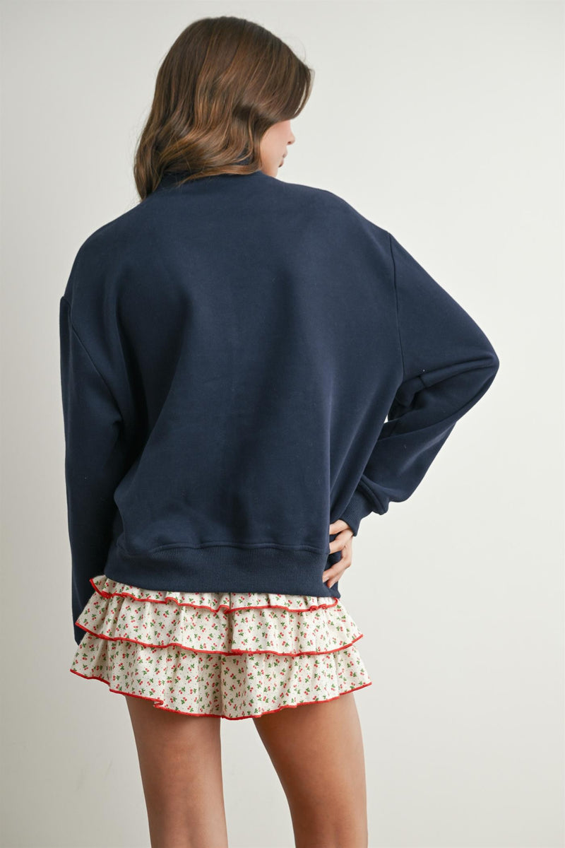 USA 3/4 Zip Sweatshirt - Navy
