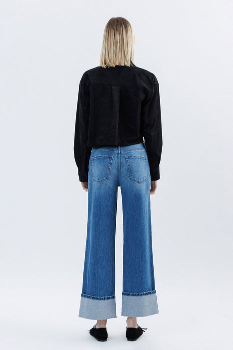 Vervet • Kris Super High Rise Cuffed Wide - Dark Denim