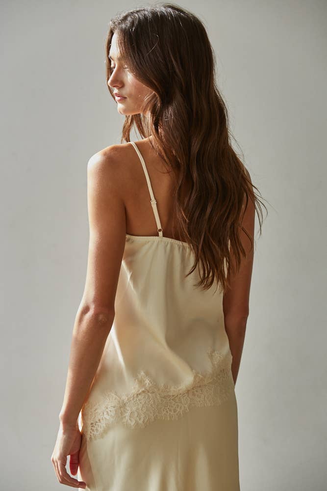 Satin Lace Cami - Butter
