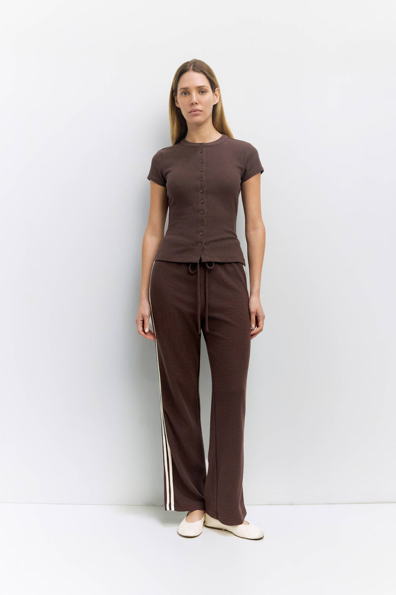 The Enzo Pants | Women's Wide-Leg Thermal Sport Pants - Brown