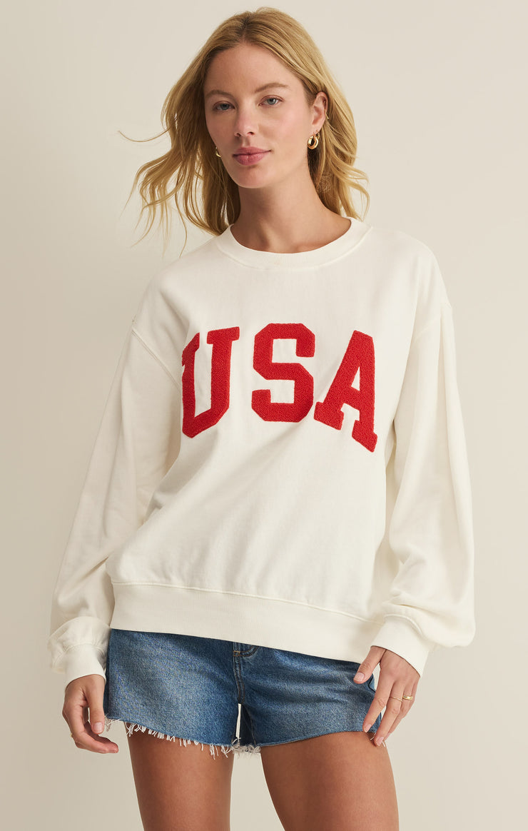 Z Supply • USA Boyfriend Sweatshirt - Sea Salt