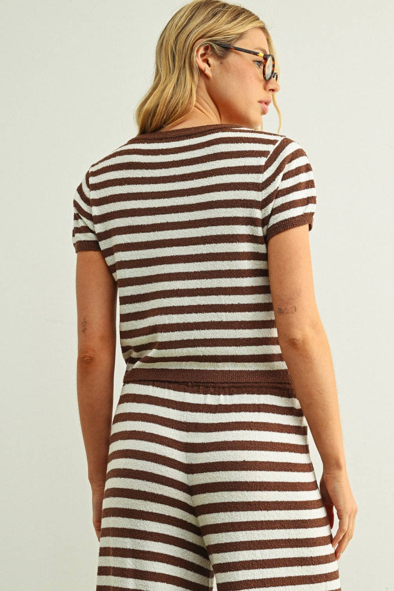 Striped Top - Brown & White