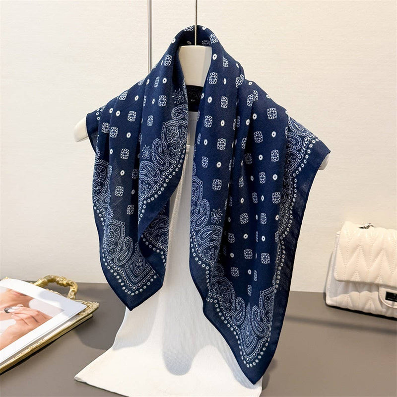 Paisley Silk Scarf - Navy