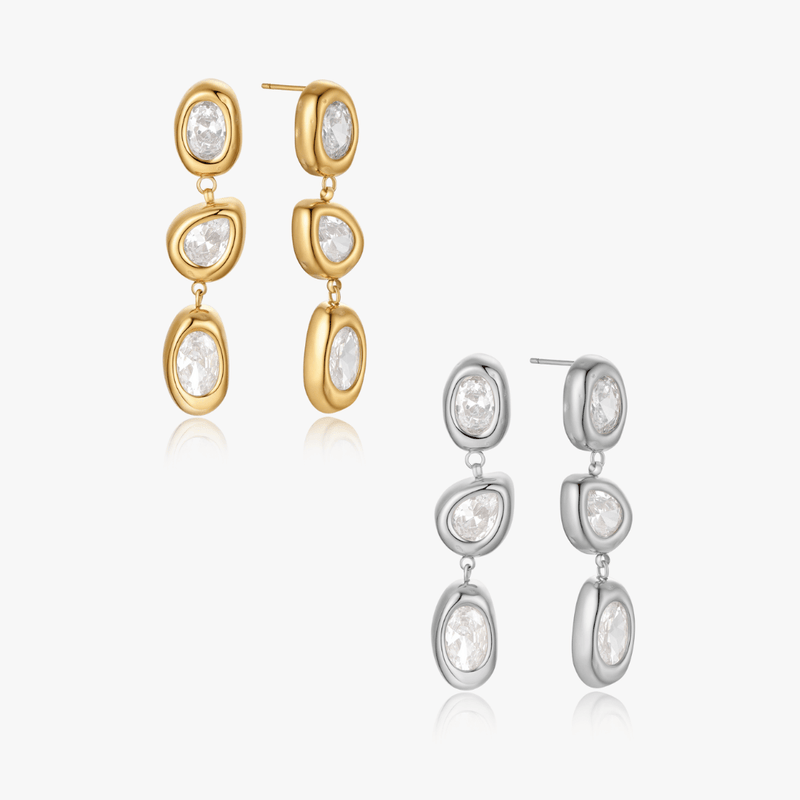Silver Lauren Multi Gem Drop Earrings
