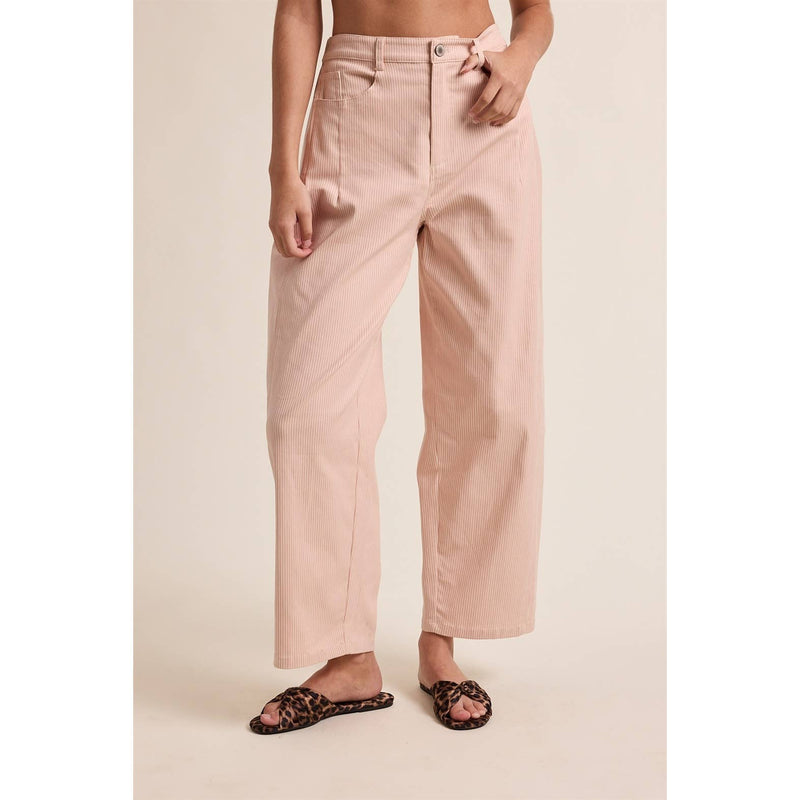 Striped Cotton Pants - Pink & Taupe