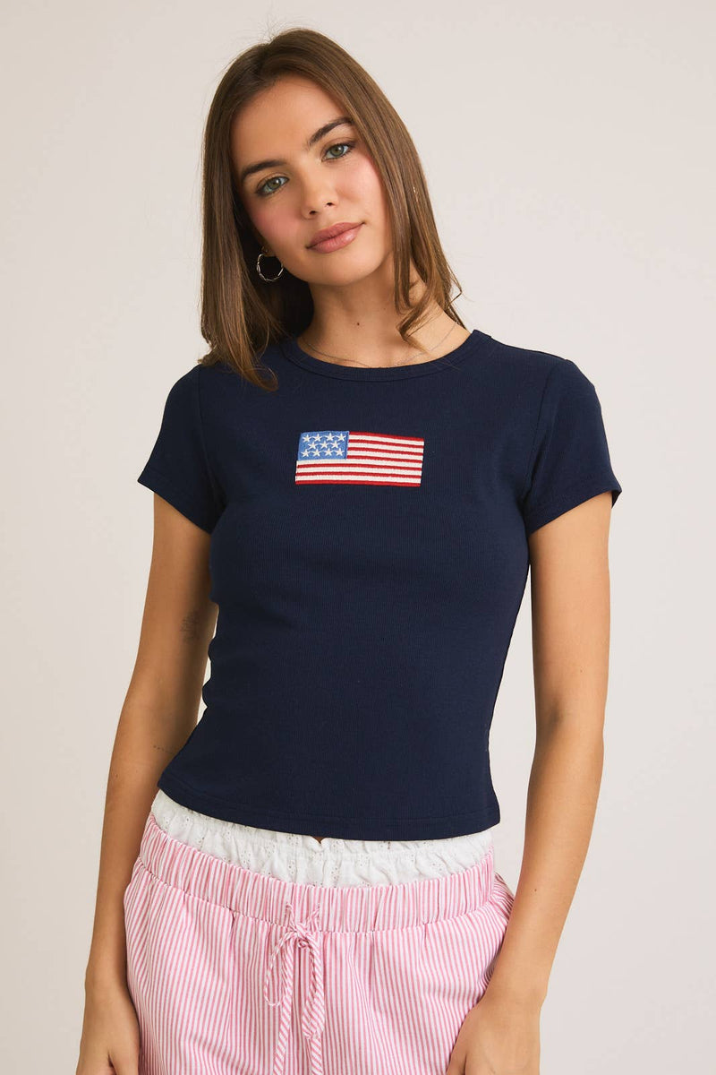 American Flag Tee - Navy