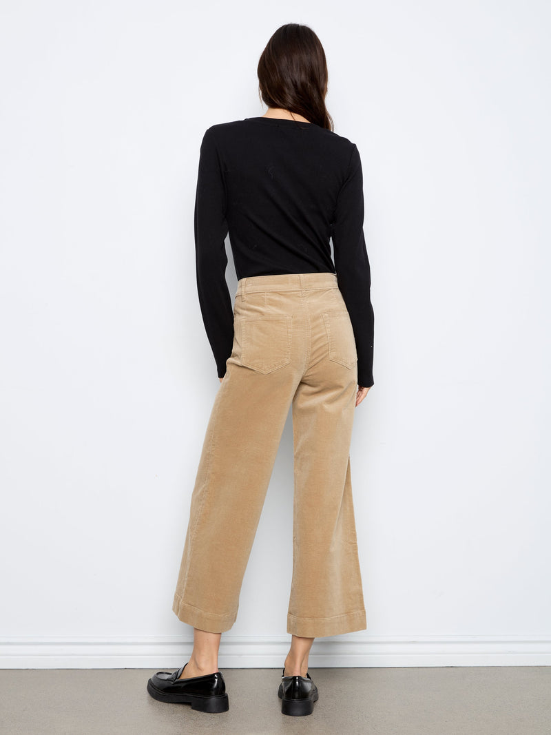 Charlie B • Cropped Insert Pocket Wide Leg Corduroy Pants - Latte