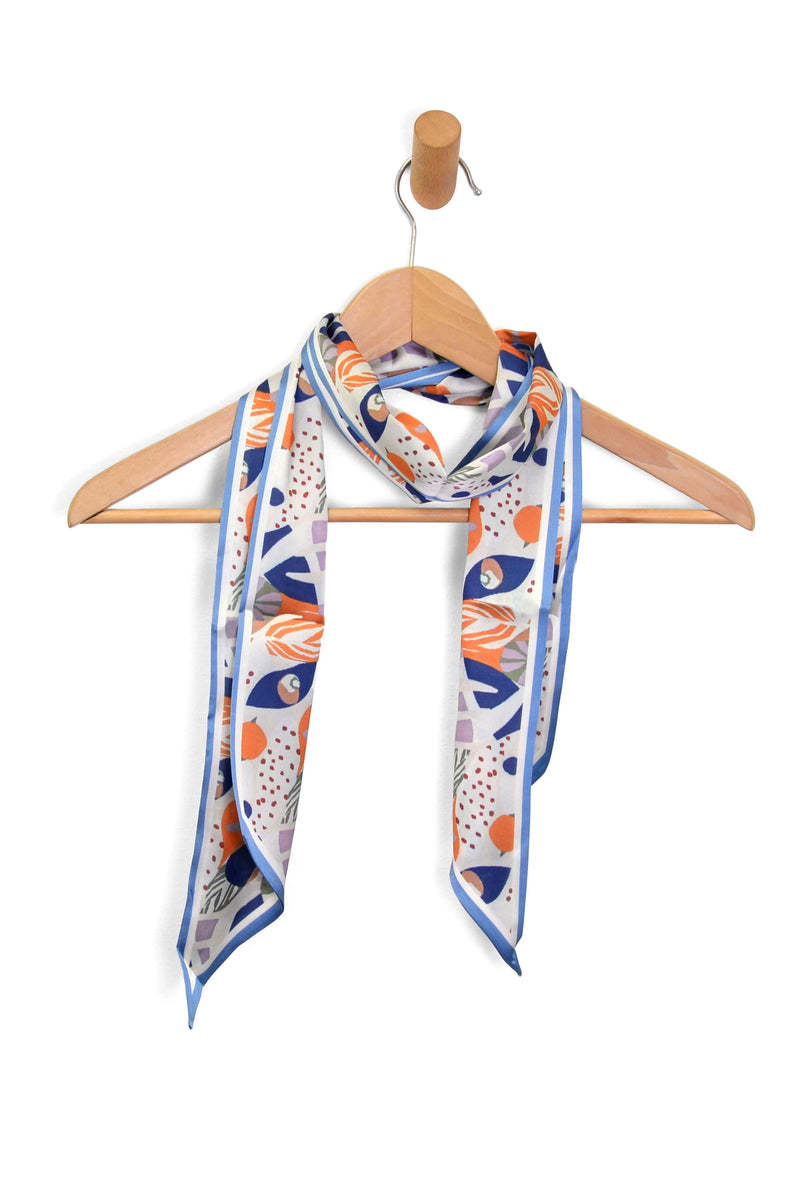 Blue Leafy Double Sided Scarf