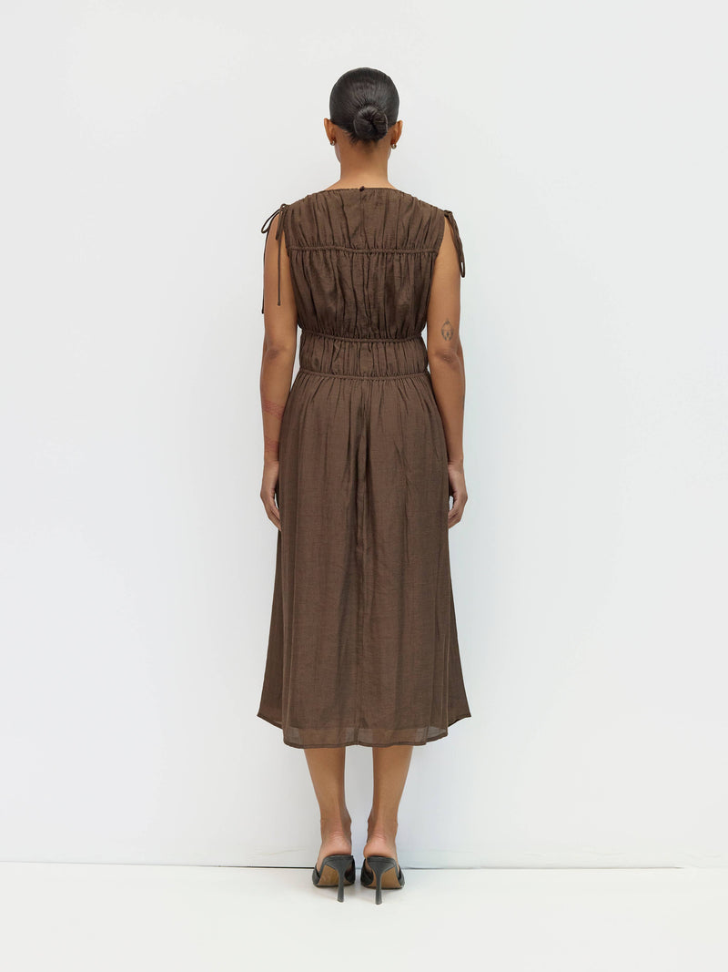 The Stella Dress | Tiered Maxi Dress - Brown