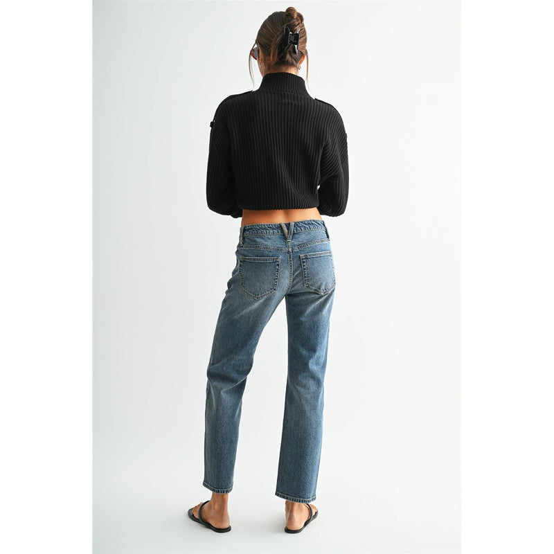 Mica Denim • Mid Rise Straight Ankle Jeans - Chathams Navy