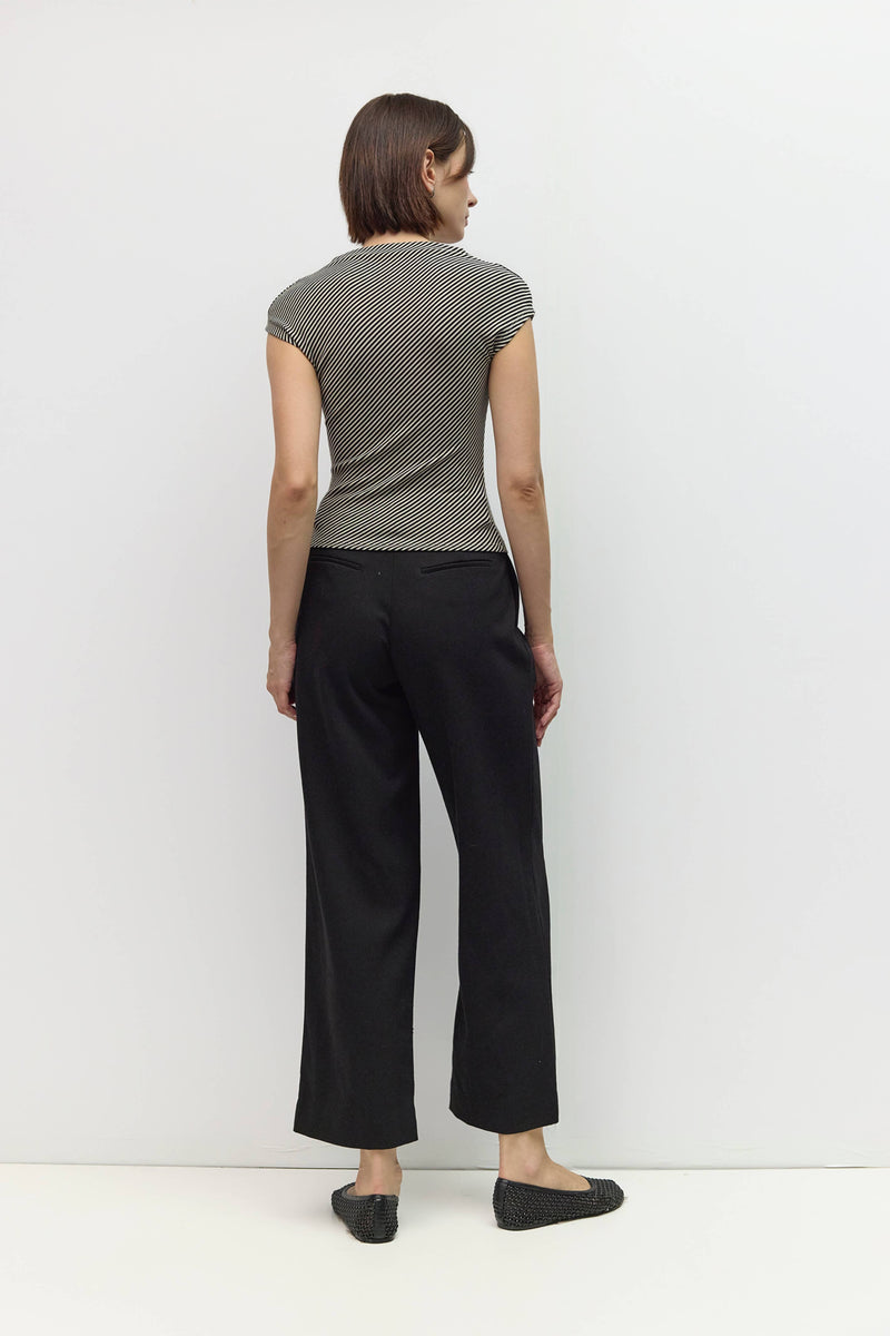 The Trinity Top | Diagonal Striped Knit Top - Black & White
