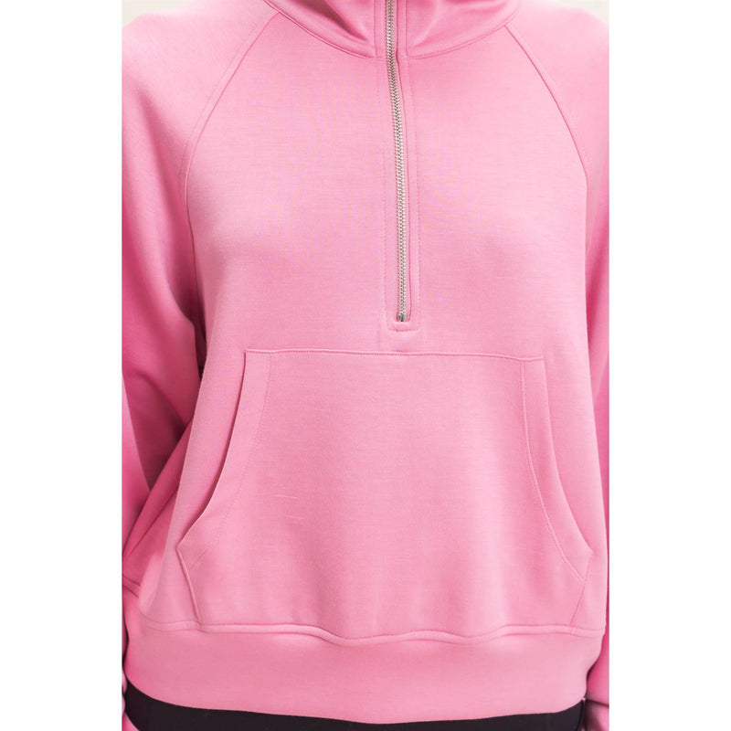 Half-Zip Raglan Pullover - Pink