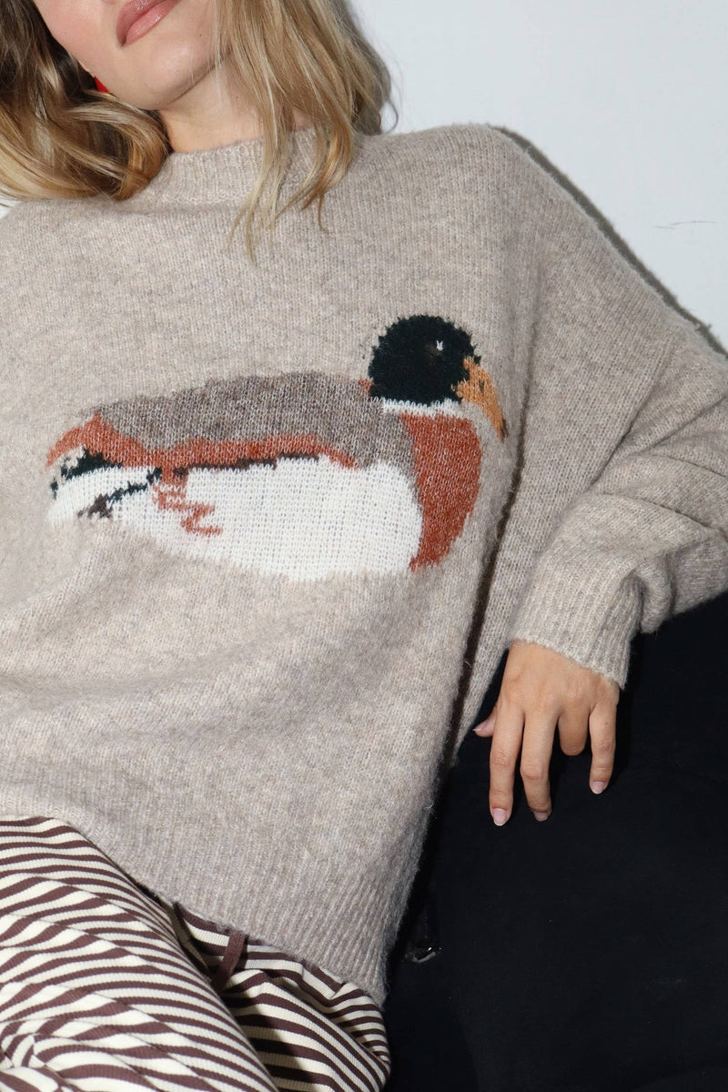 Duck Graphic Sweater - Sand