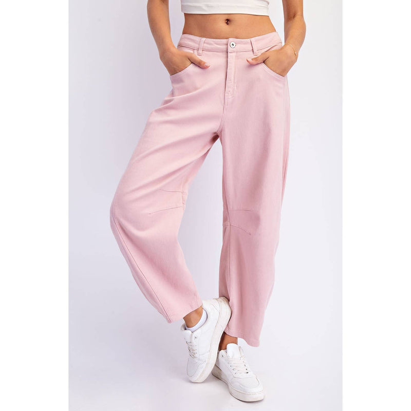 Cotton Twill Barrel Pant - Pink