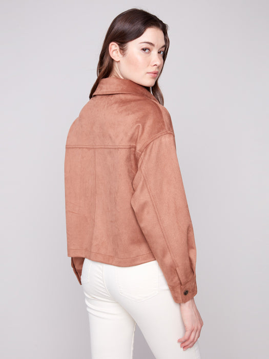 Faux Suede Jacket - Truffle