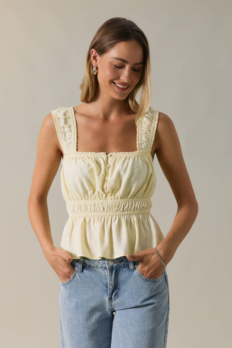 Sleeveless Peplum Tank - Butter