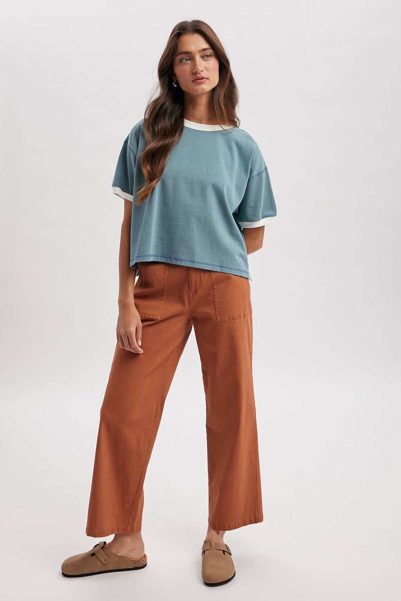 Striped Crop Tee - Blue & Green