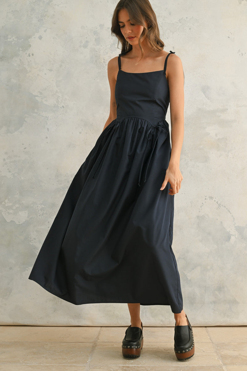 Bow Tie Maxi Dress - Navy