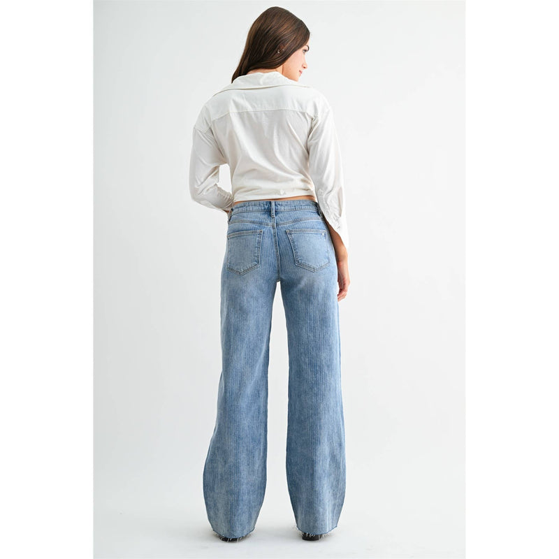 Mica Demin • Mid Rise Wide Stripe Jeans - Astronaut