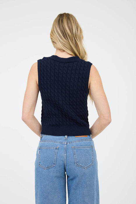Cable Sweater Vest - Navy