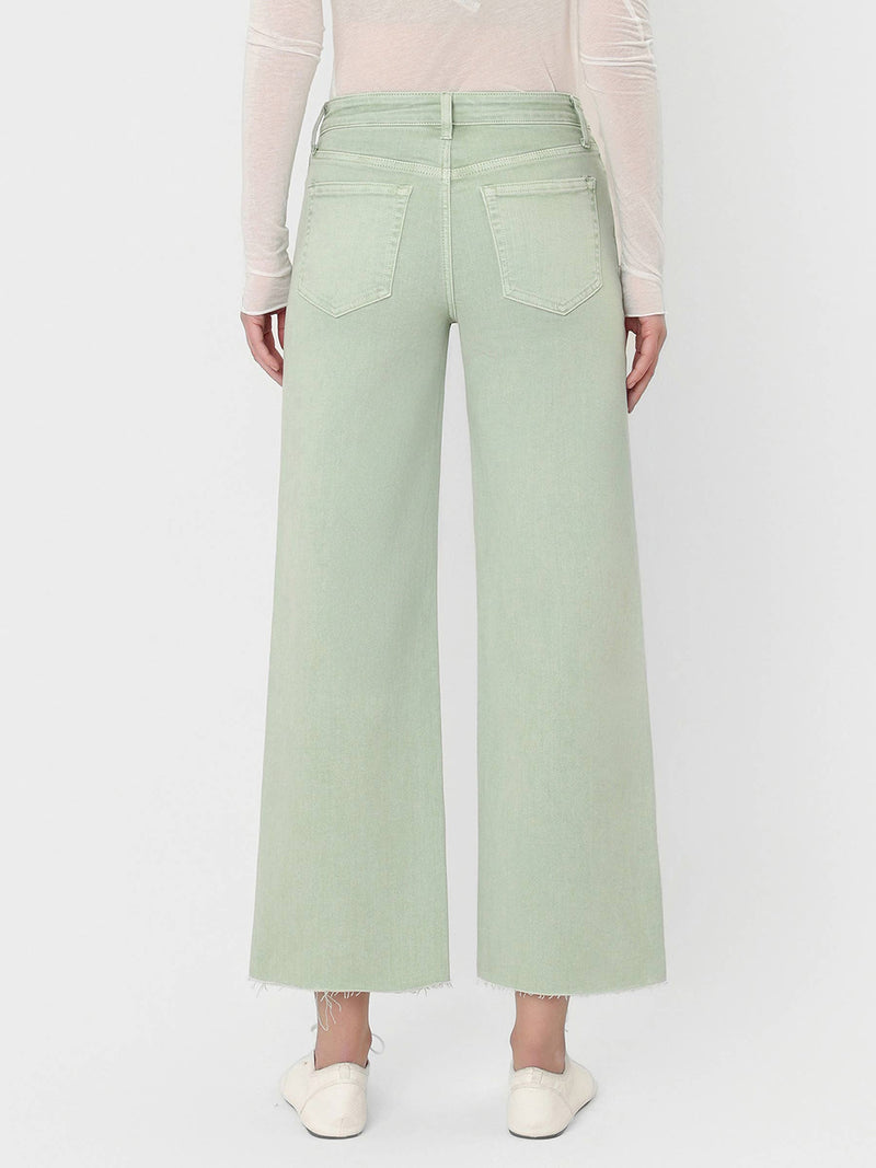 Vervet • High-Rise Crop Wide Leg Jeans - Mint