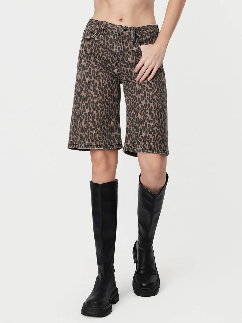 High Rise Jorts - Leopard Print