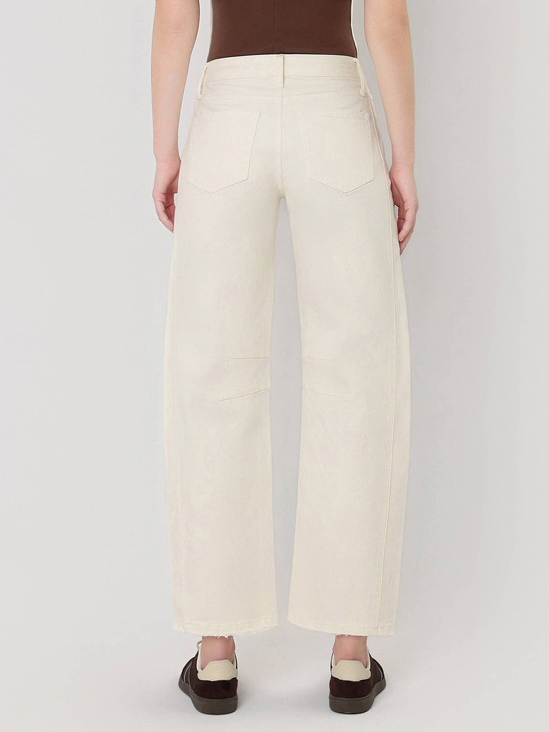 High Rise Barrel Jeans - Ecru