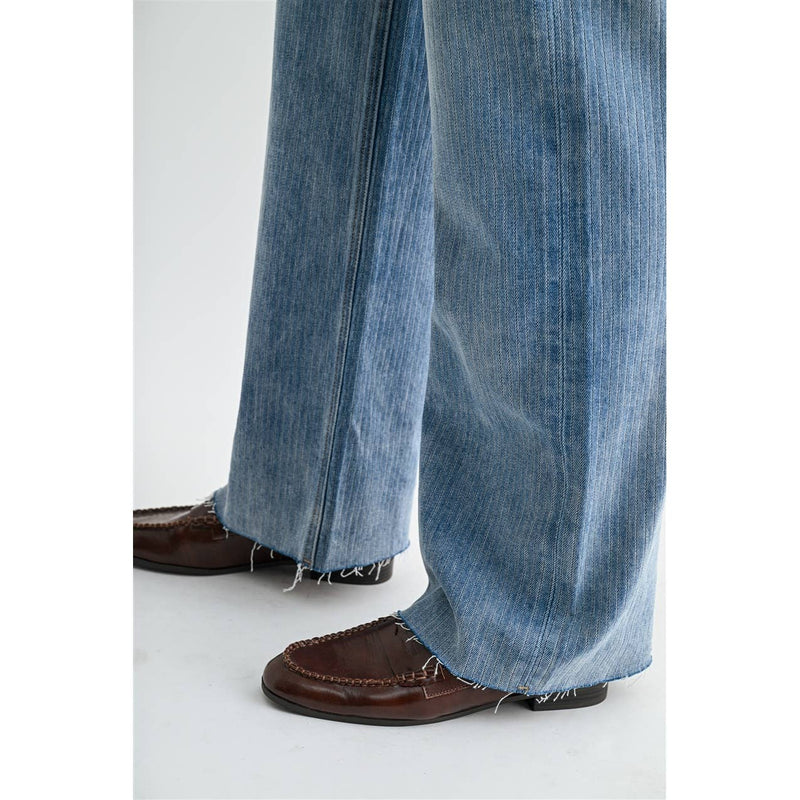 Mica Demin • Mid Rise Wide Stripe Jeans - Astronaut