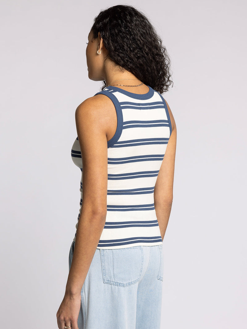 Thread & Supply • Ellen Tank - White & Indigo