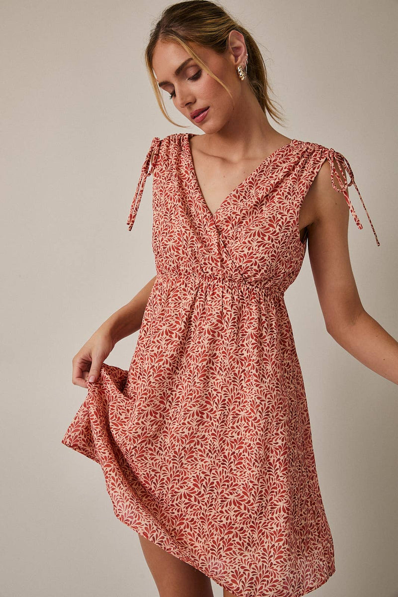 Mini Dress - Taupe & Rust