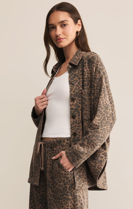 Z Supply • All Day Jacket - Leopard & Desert Tan