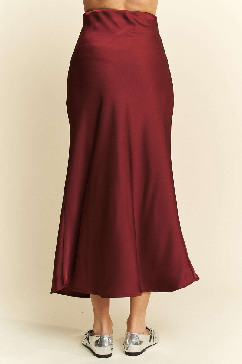 A Line Midi Skirt - Burgundy