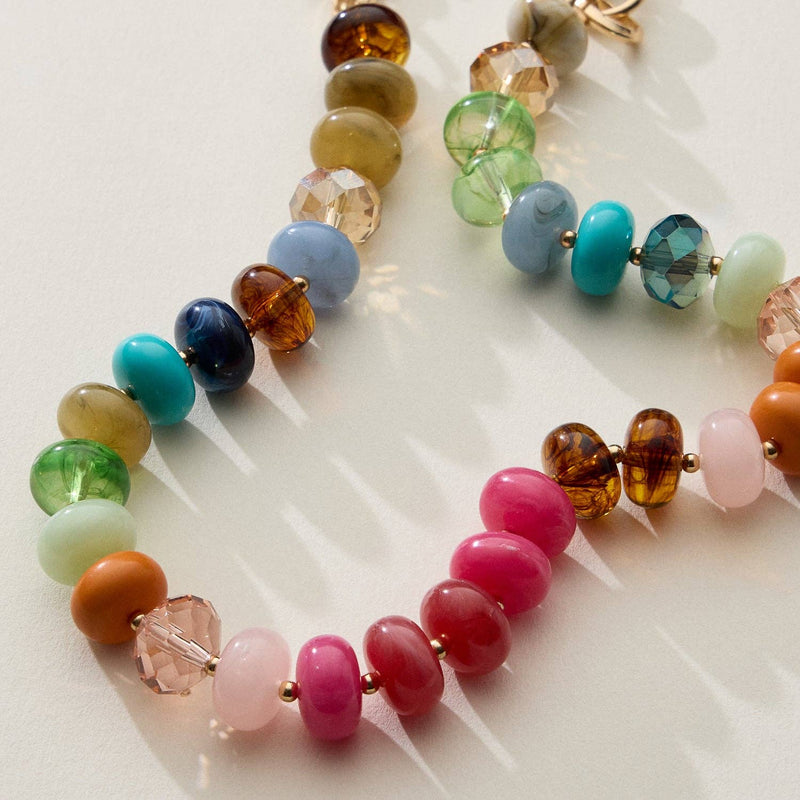 Mixed Bead Bag Keychain W/ Gold Clasps - Multi