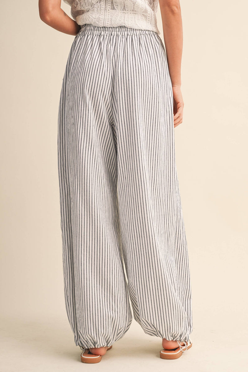 Striped Balloon Pants - White & Black