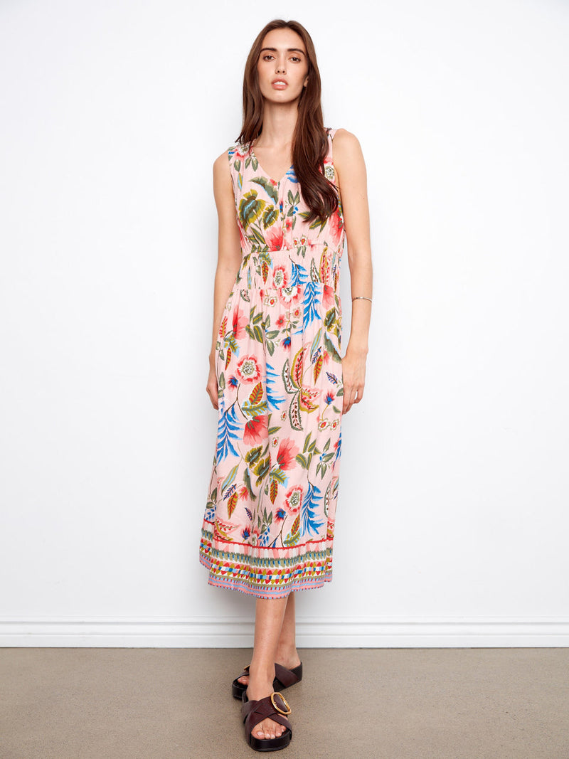 Smocked Viscose Dress - Gardenia