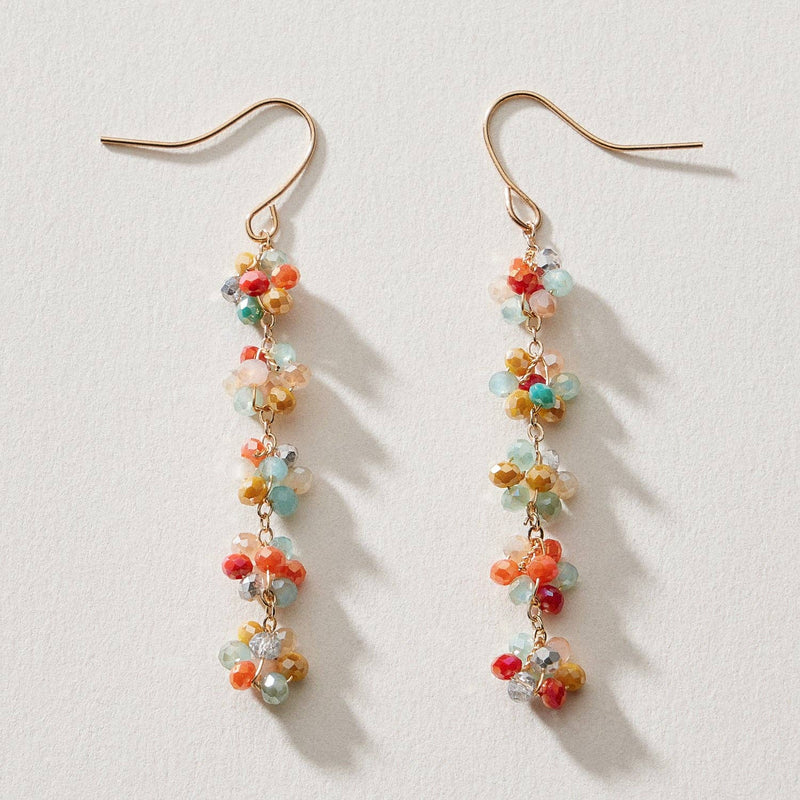 Crystal Cluster Drop Earrings - Multi