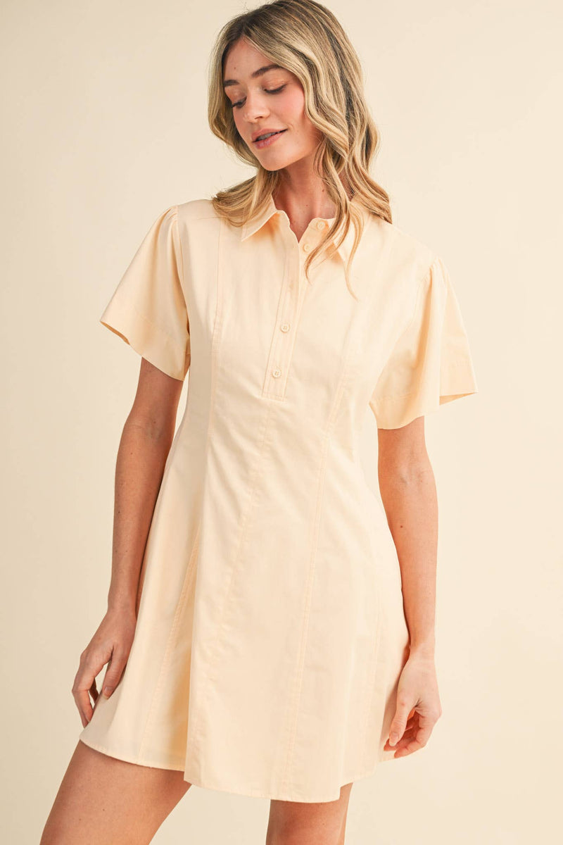 Short Sleeve Mini Dress - Buttermilk