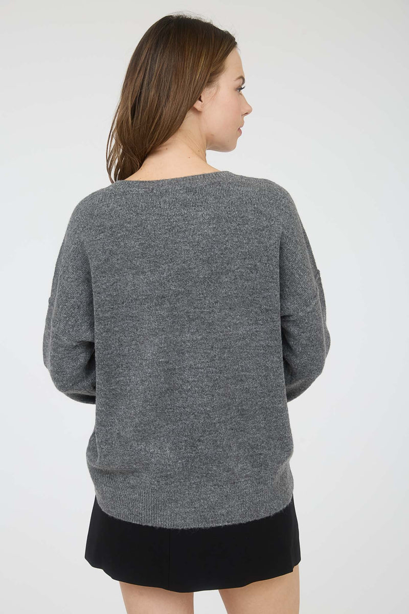 Front Seam Sweater - Dark Grey