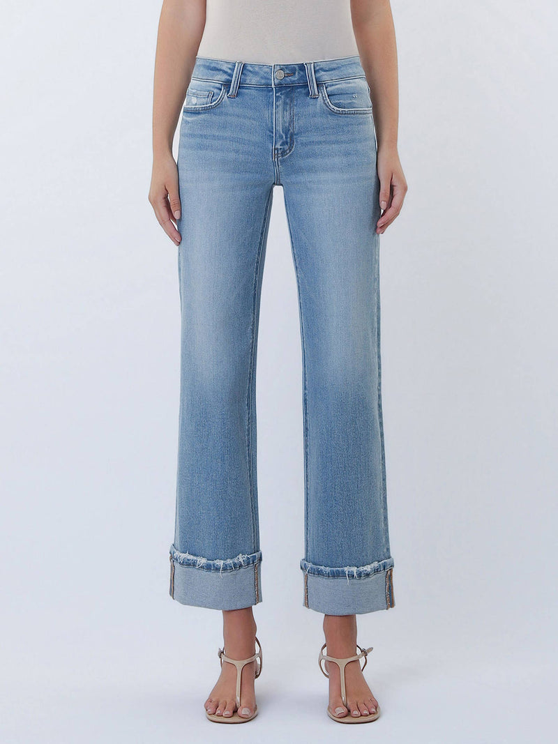 Lovervet • Med Rise Slim Wide Jeans - Energetic
