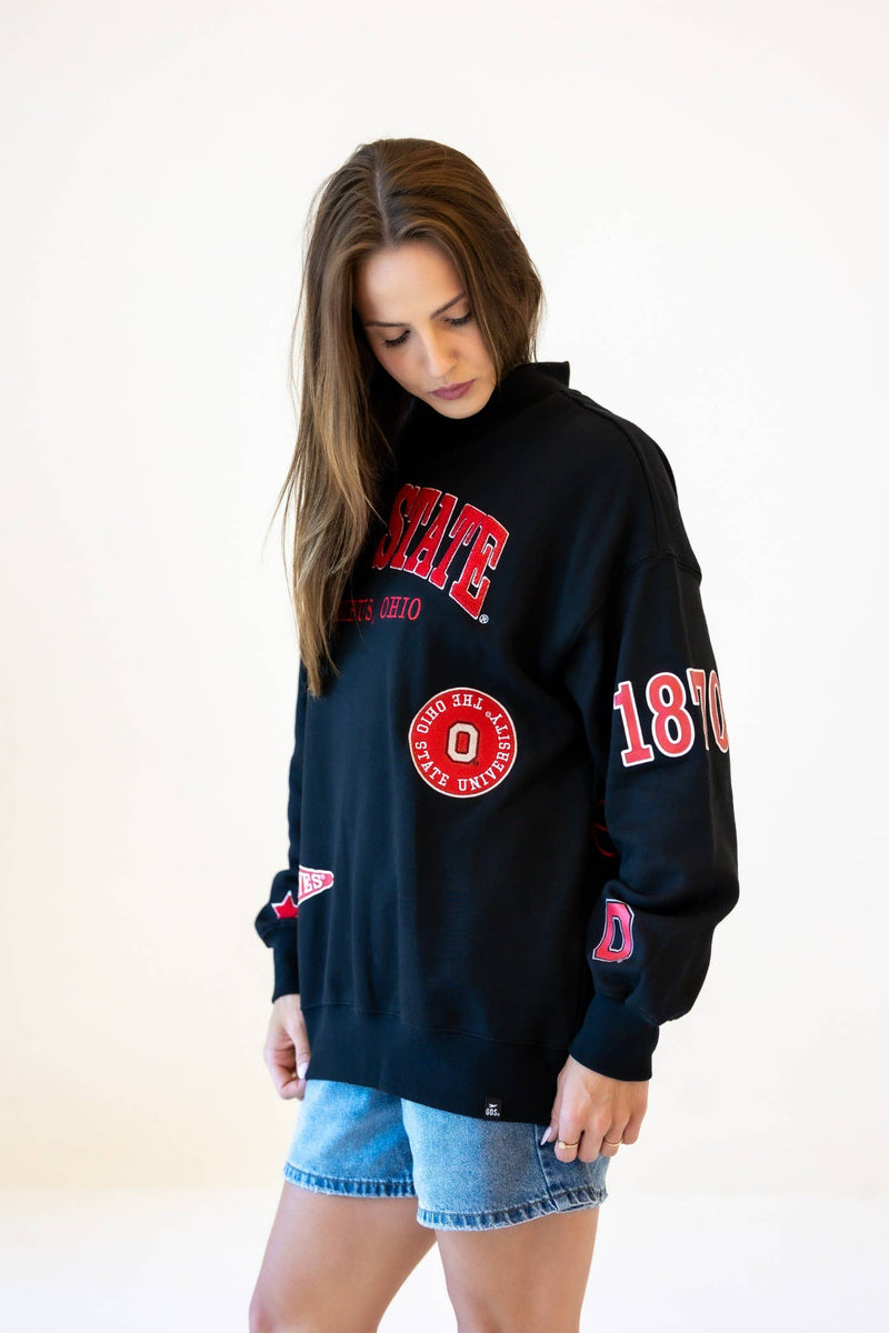 Ohio State Oversized Mock-Neck Sweatshirt - Black